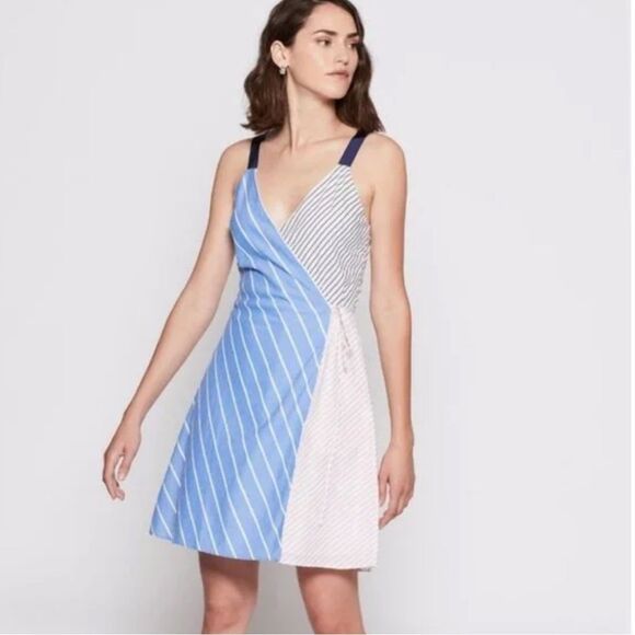 JOIE Editha Striped Wrap Dress - Picture 1 of 11